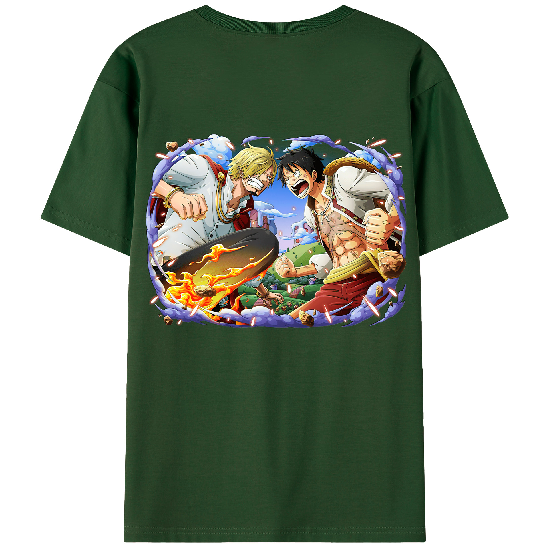 ワンピース モンキー・D・ルフィ ONE PIECE Monkey D. Luffy 綿100％半袖Tシャツ（背面プリント）